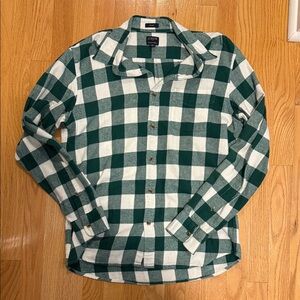 J. Crew Forest Green and White Checkered Button Down Shirt
